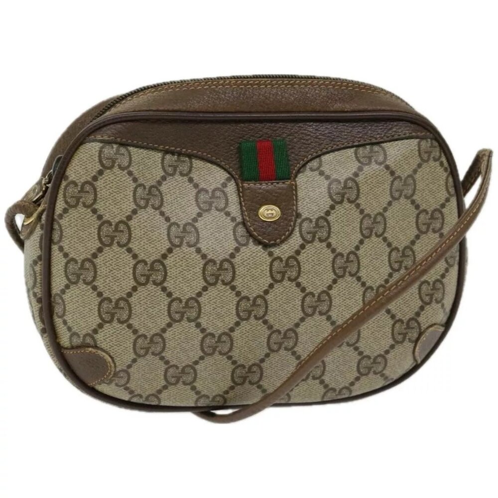 GUCCI GG Supreme Web Sherry Line Shoulder Bag PVC Beige authentic - Picture 5 of 15